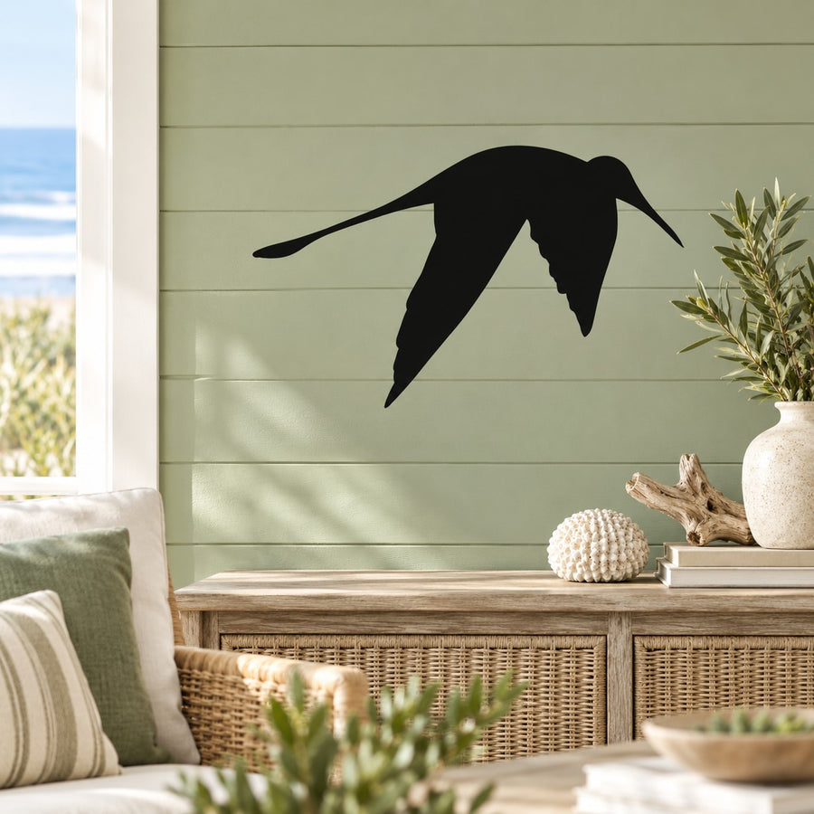 Black shore bird wall decal with gliding silhouette