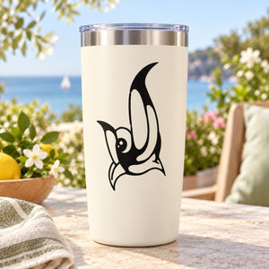 Black pop-art bird line art decal