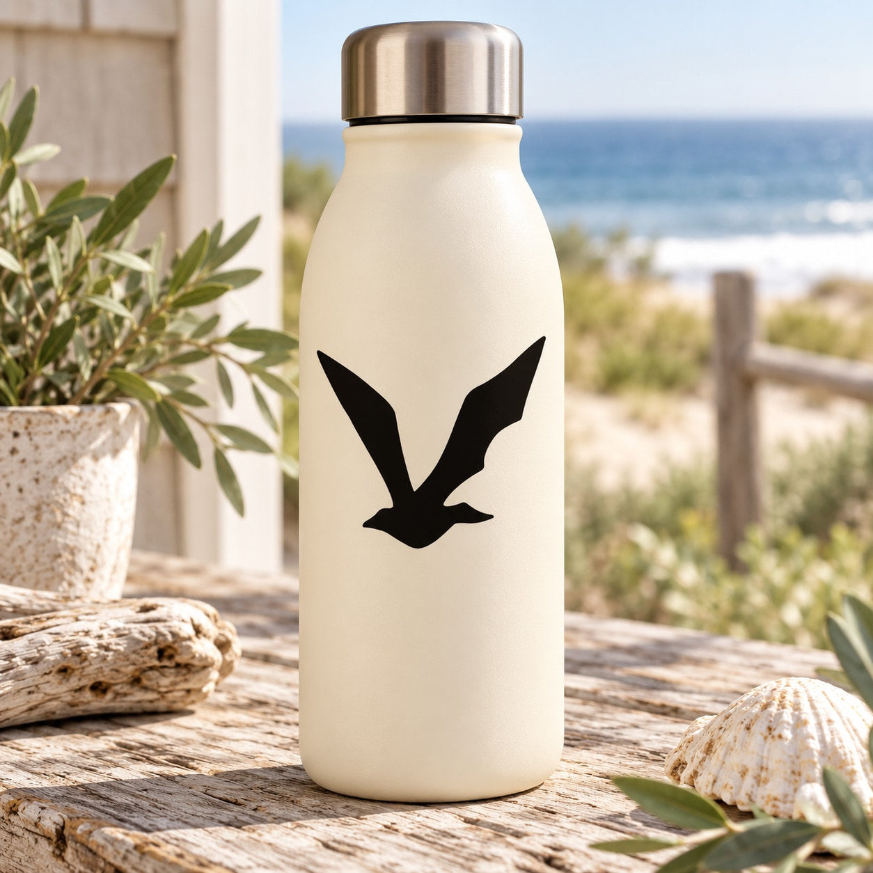 Black flying shore bird decal sticker