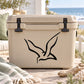 White cooler with black seagull decal sticker