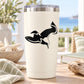 White tumbler with black seagull hunting decal