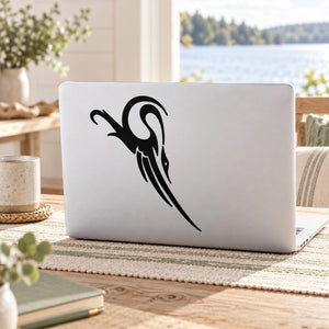 Black swan swoosh decal with curved beak and wing silhouette