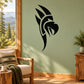 Tribal spiky eagle head wall decal, black design on light background
