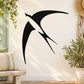 Black swallow wall decal silhouette with soaring tail and wings, bird-shaped sticker