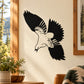 Diving hawk decal sticker, black and white flying hawk silhouette