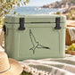 Light green cooler with black dove decal on front panel