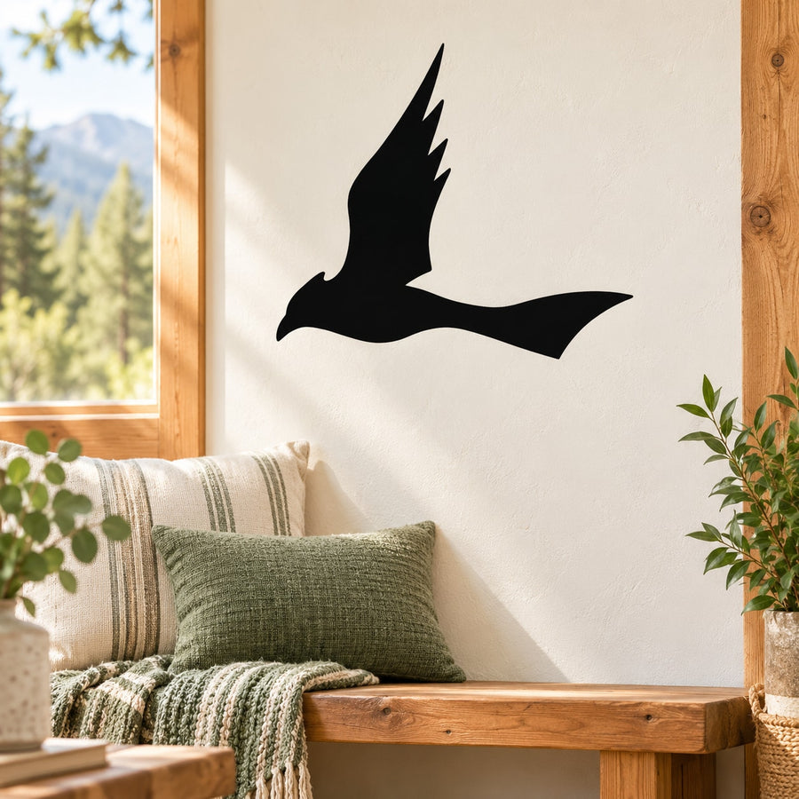Black flying hawk wall decal silhouette