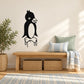Kids penguin standing on ice wall decal, black and white silhouette