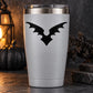 Stainless steel tumbler with black bat symbol decal