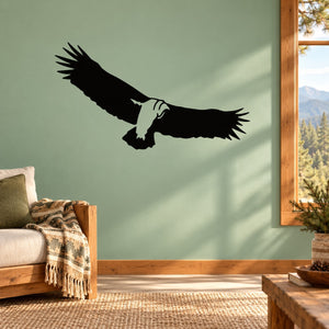 Golden eagle soaring decal with black eagle silhouette