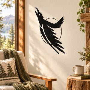 Black hawk and moon wall decal