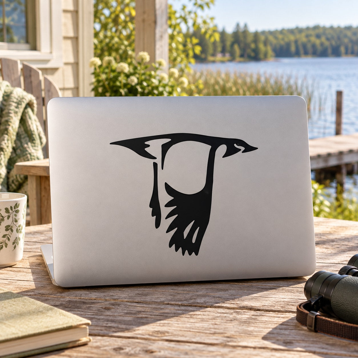 Duck wall decal vinyl sticker with black duck silhouette on light backing