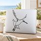 Black line-art bird decal on rectangular white panel