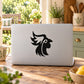 Rooster head decal with black silhouette