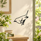 Wren bird decal with black outline silhouette on a wall
