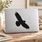 Black hawk silhouette decal for laptop or window, bold wings and sharp beak