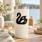 White tumbler with black swan decal