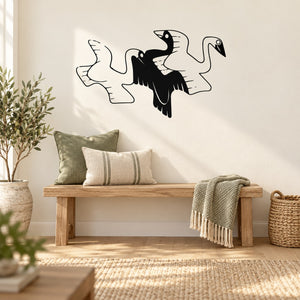 Tessellation swans decal, black and white interlocking swan silhouettes