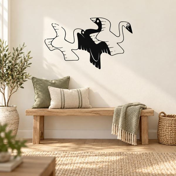 Tessellation swans decal, black and white interlocking swan silhouettes