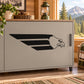 Eagle head decal with bold stripe wings, black design on light surface