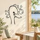 Duck vinyl wall decal: black outline duck with hearts and heart-shaped wings