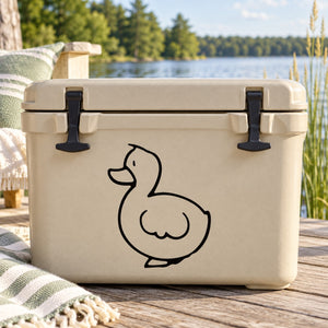 Black duck outline vinyl decal on tan cooler