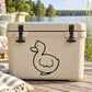Black duck outline vinyl decal on tan cooler