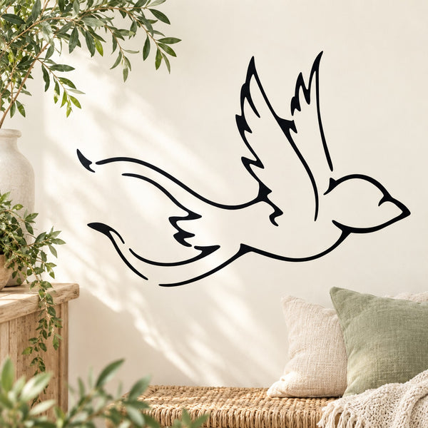 Black swallow ribbon tail wall decal with wings spread