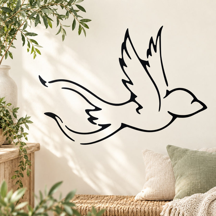 Black swallow ribbon tail wall decal with wings spread