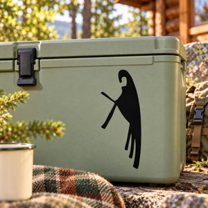 Black abstract hawk silhouette on branch decal