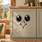 Cute eagle face wall decal, black line art with big round eyes and beak