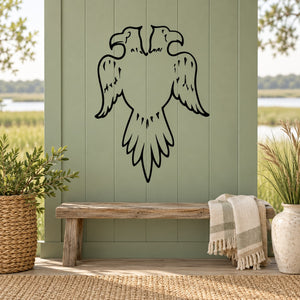 Two-headed eagle crest decal in black
