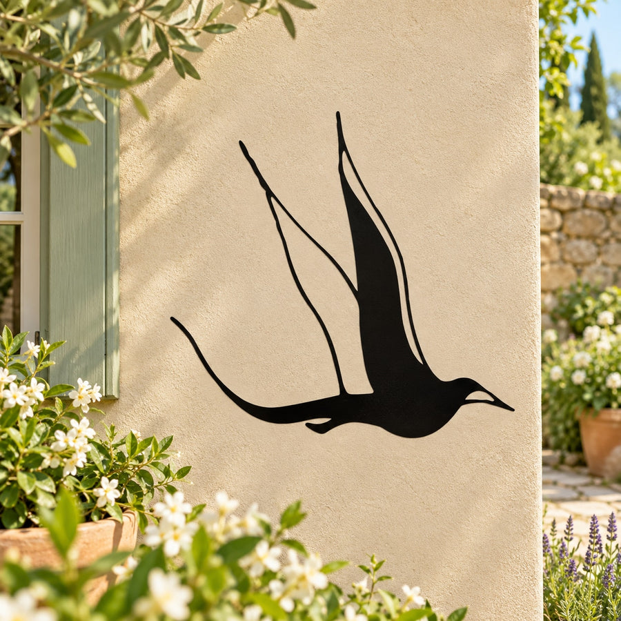 Flying bird silhouette wall decal in black