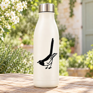 Cardinal bird decal sticker for water bottle, black and white design