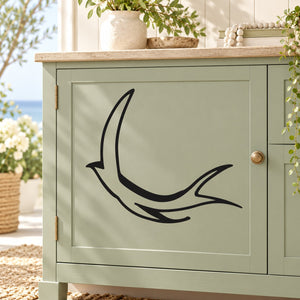 Black flying swallow swooping curve wall decal