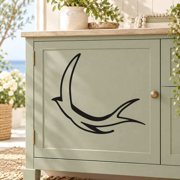 Black flying swallow swooping curve wall decal