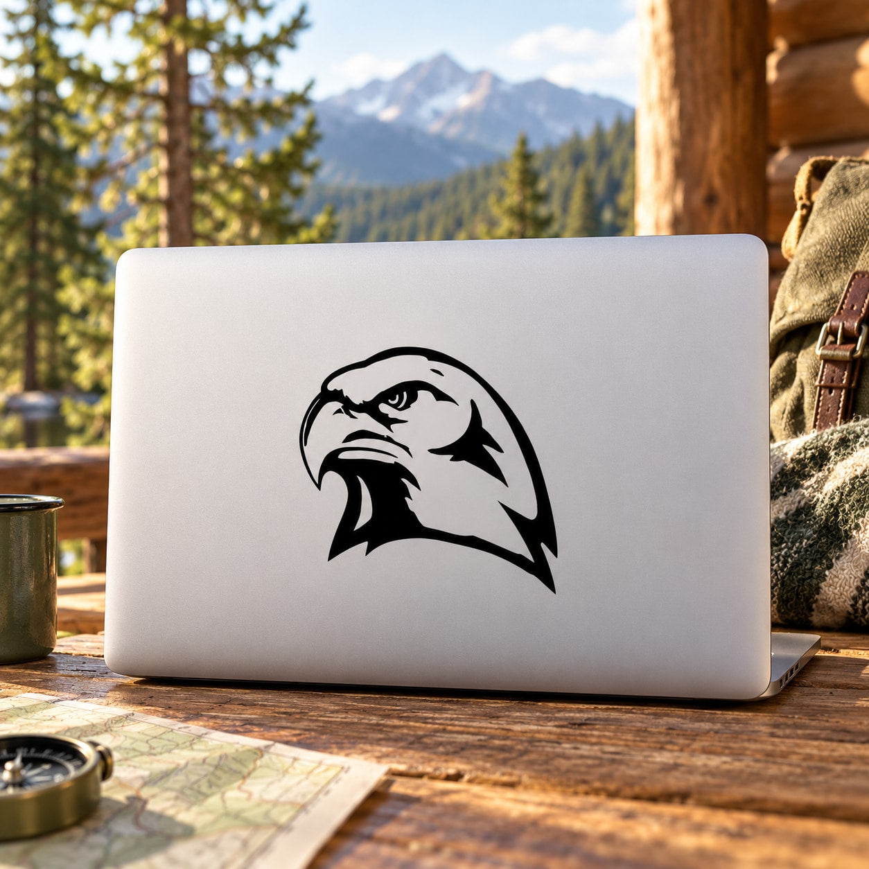 Black eagle head vinyl decal