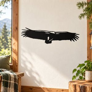 Hawk wall decal with black silhouette, wings outstretched in flight