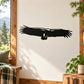 Hawk wall decal with black silhouette, wings outstretched in flight