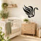 Black swan feather wall decal with winged tail silhouette