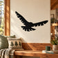 Flying hawk silhouette wall decal, black bird shape with wing detailing