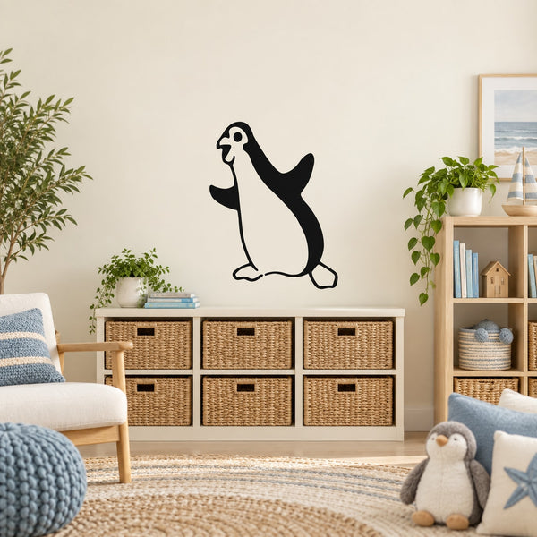 Black and white penguin wall decal with feet and beak