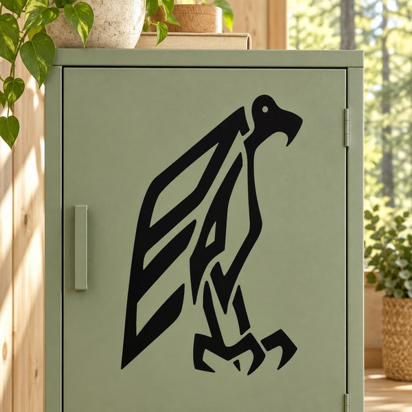 Geometric falcon wall decal in black with angular design