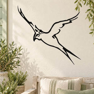 Black swallow bird wall decal, flying line-art design
