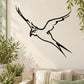 Black swallow bird wall decal, flying line-art design
