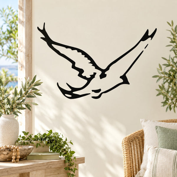 Black swallow bird wall decal with wings spread flying silhouette