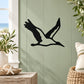 Flying shore bird silhouette wall decal, black