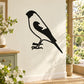 Black finch bird wall decal with raised wing and beak silhouette