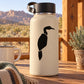 Vulture silhouette decal on light-colored water bottle