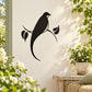 Black bird and branch wall decal, graceful silhouette design